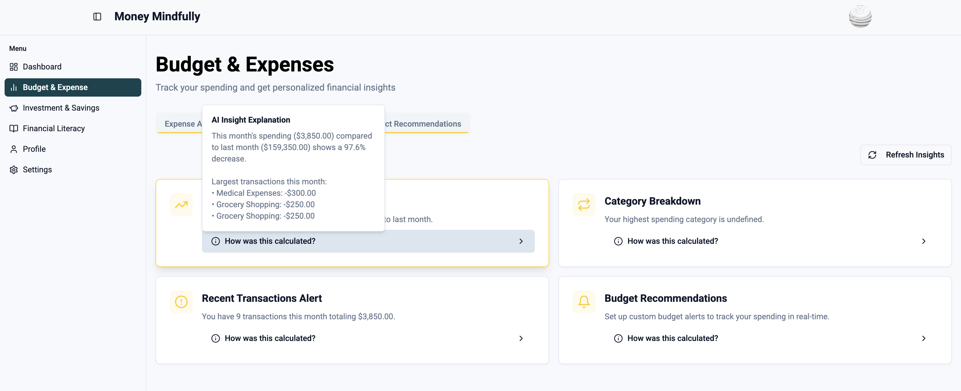 AI-based Budget Insights